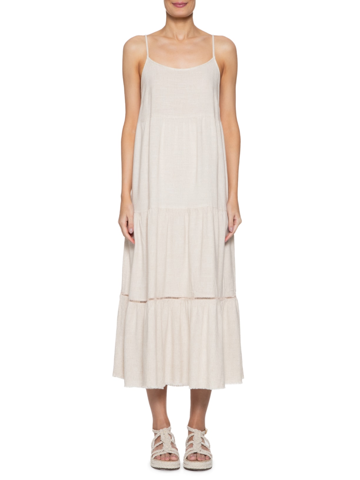 Vestido Midi Marias Bege Basiq