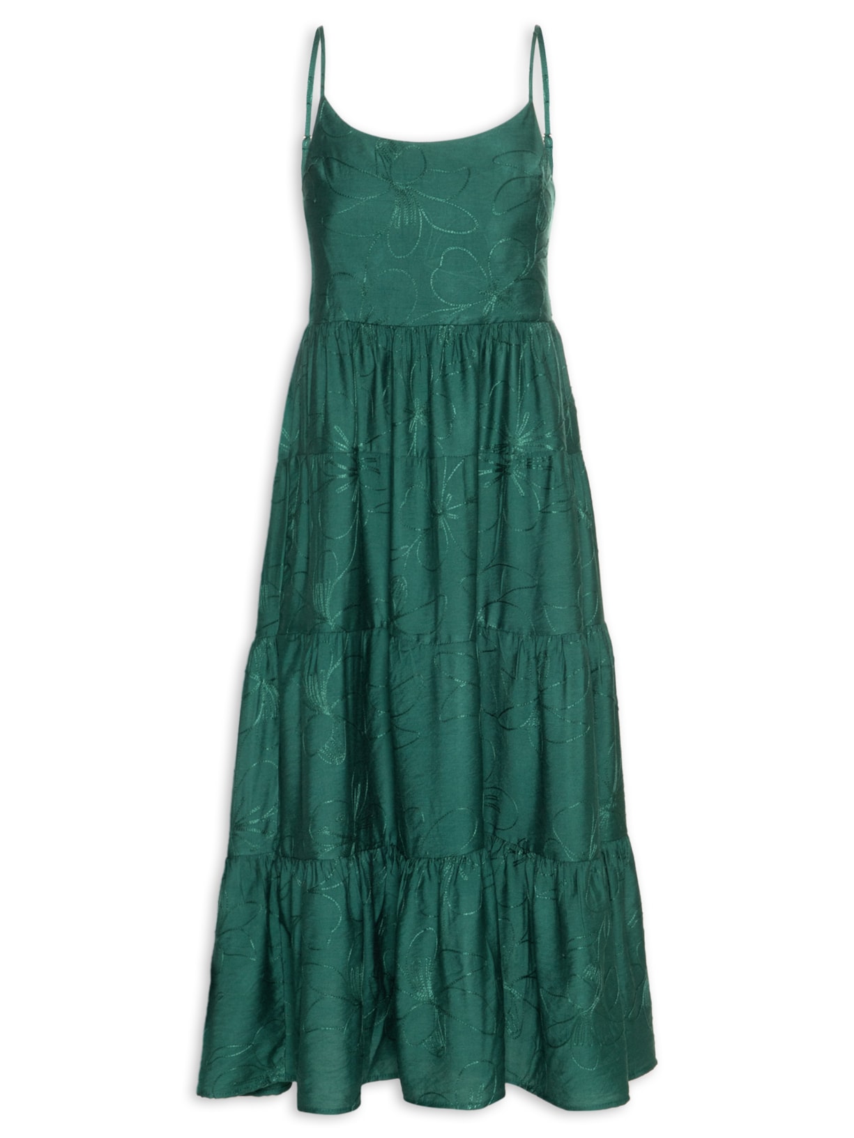 Vestido Midi Marias Bordado Verde Basiq