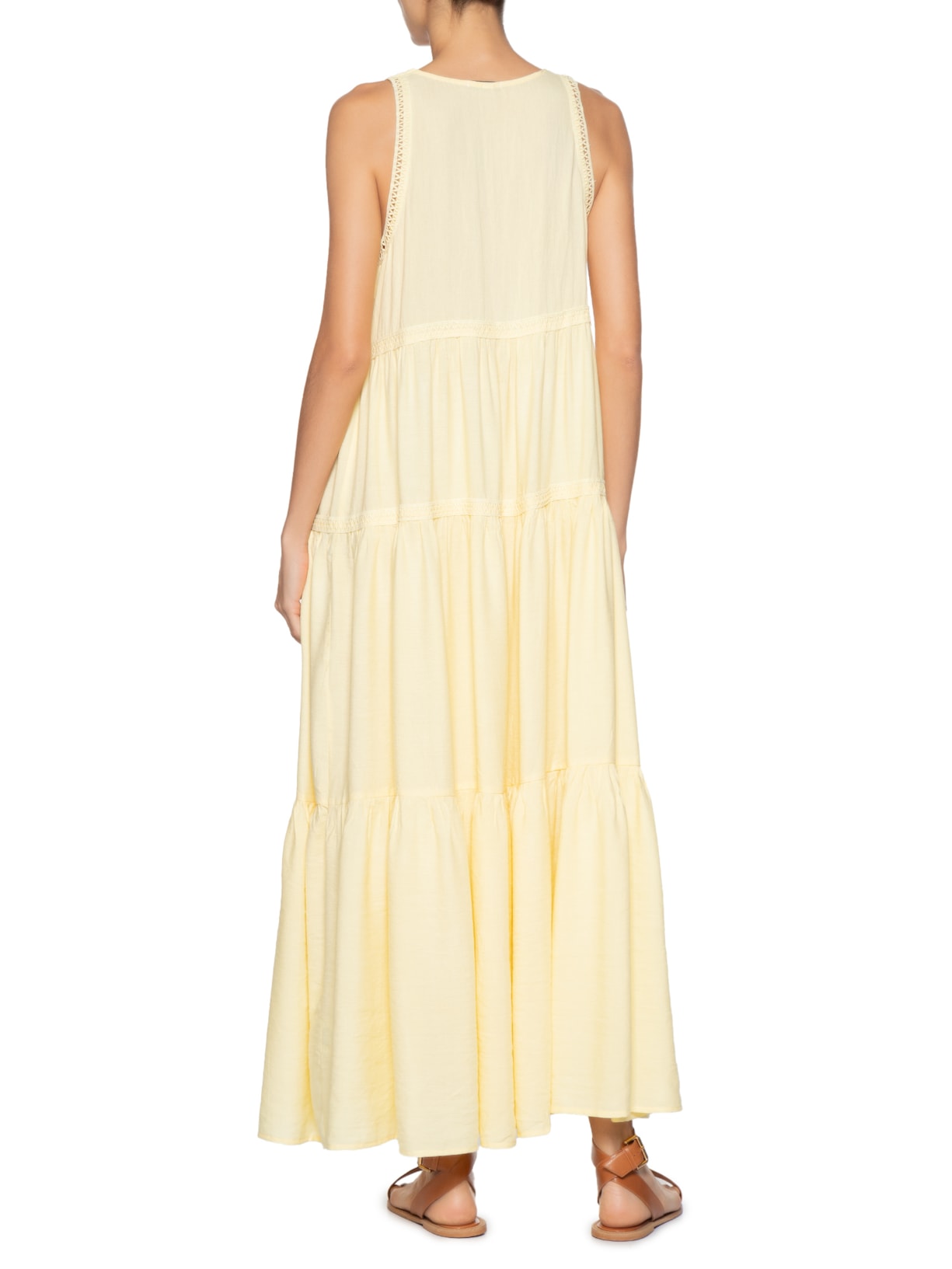 Vestido Midi Marias Com Detalhe Amarelo Basiq