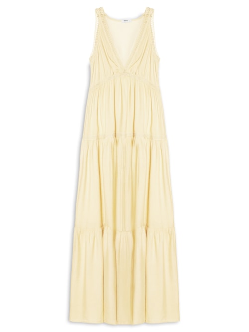 Vestido Midi Marias Com Detalhe - Amarelo