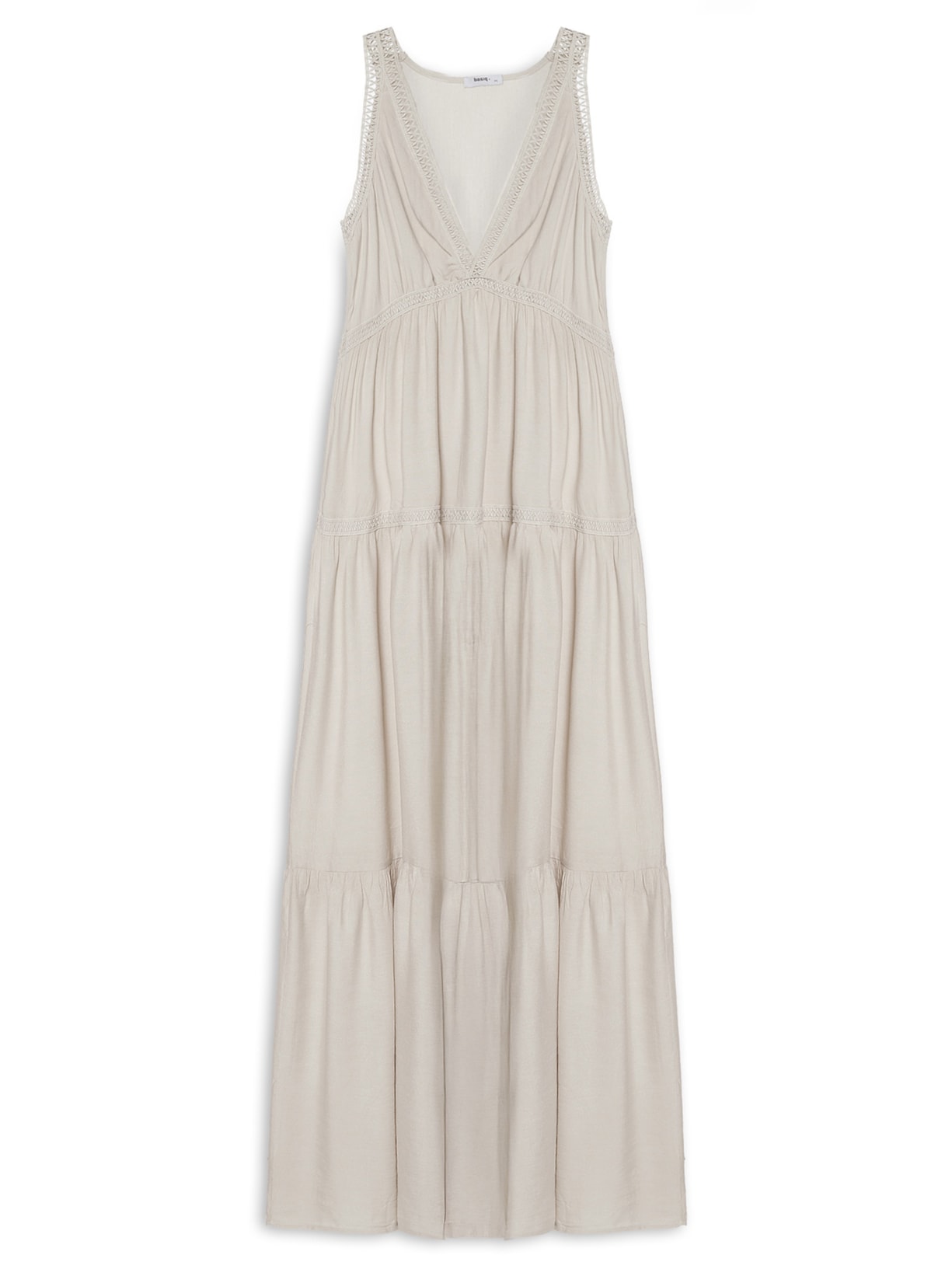 Vestido Midi Marias Com Detalhe Bege Basiq