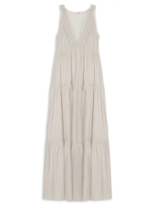 Vestido Midi Marias Com Detalhe - Bege