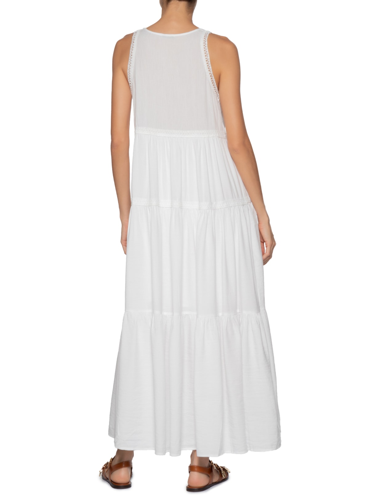 Vestido Midi Marias Com Detalhe Branco Basiq