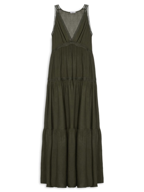 Vestido Midi Marias Com Detalhe - Marrom