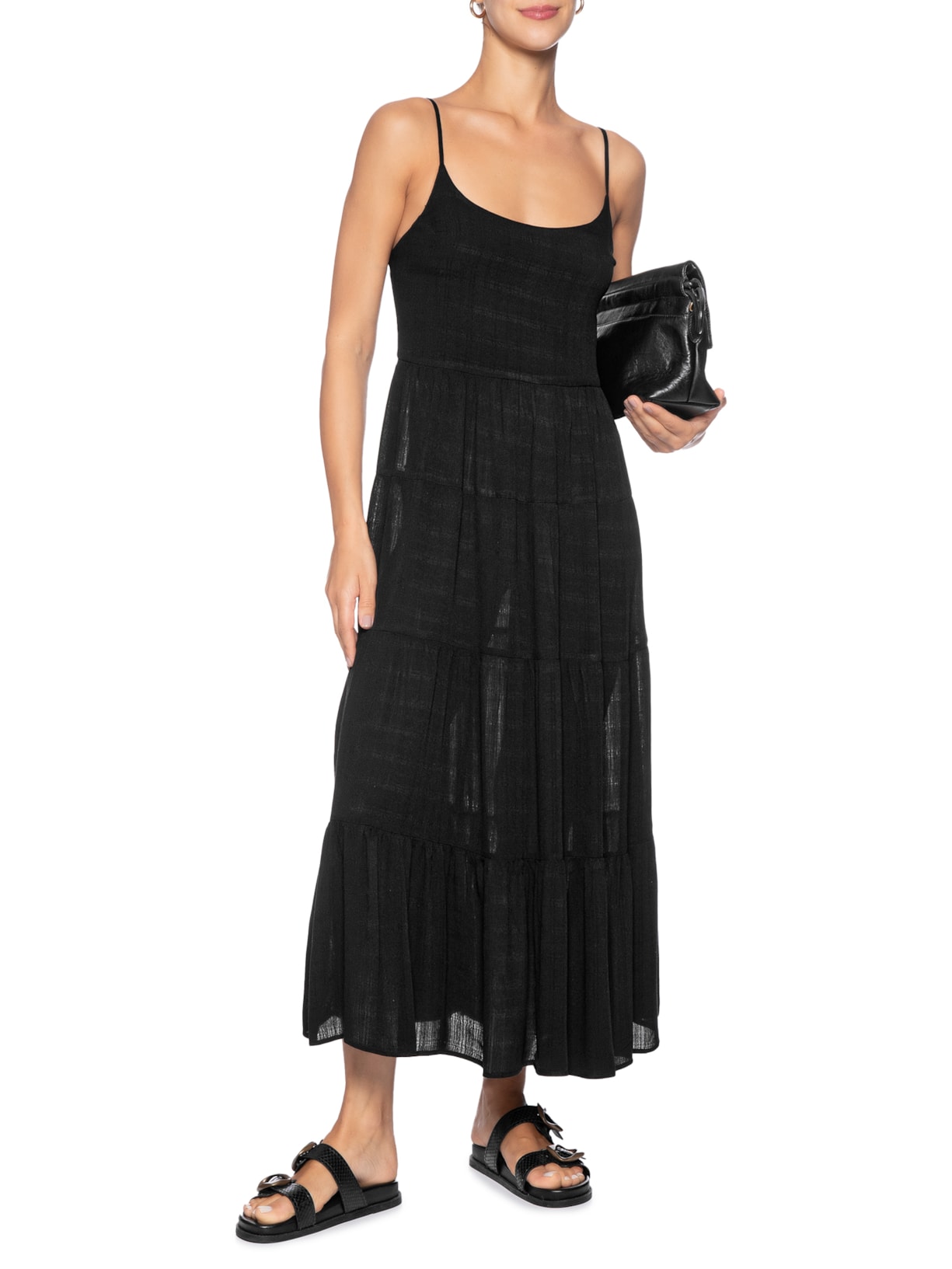 Vestido Midi Marias De Alça Preto Basiq