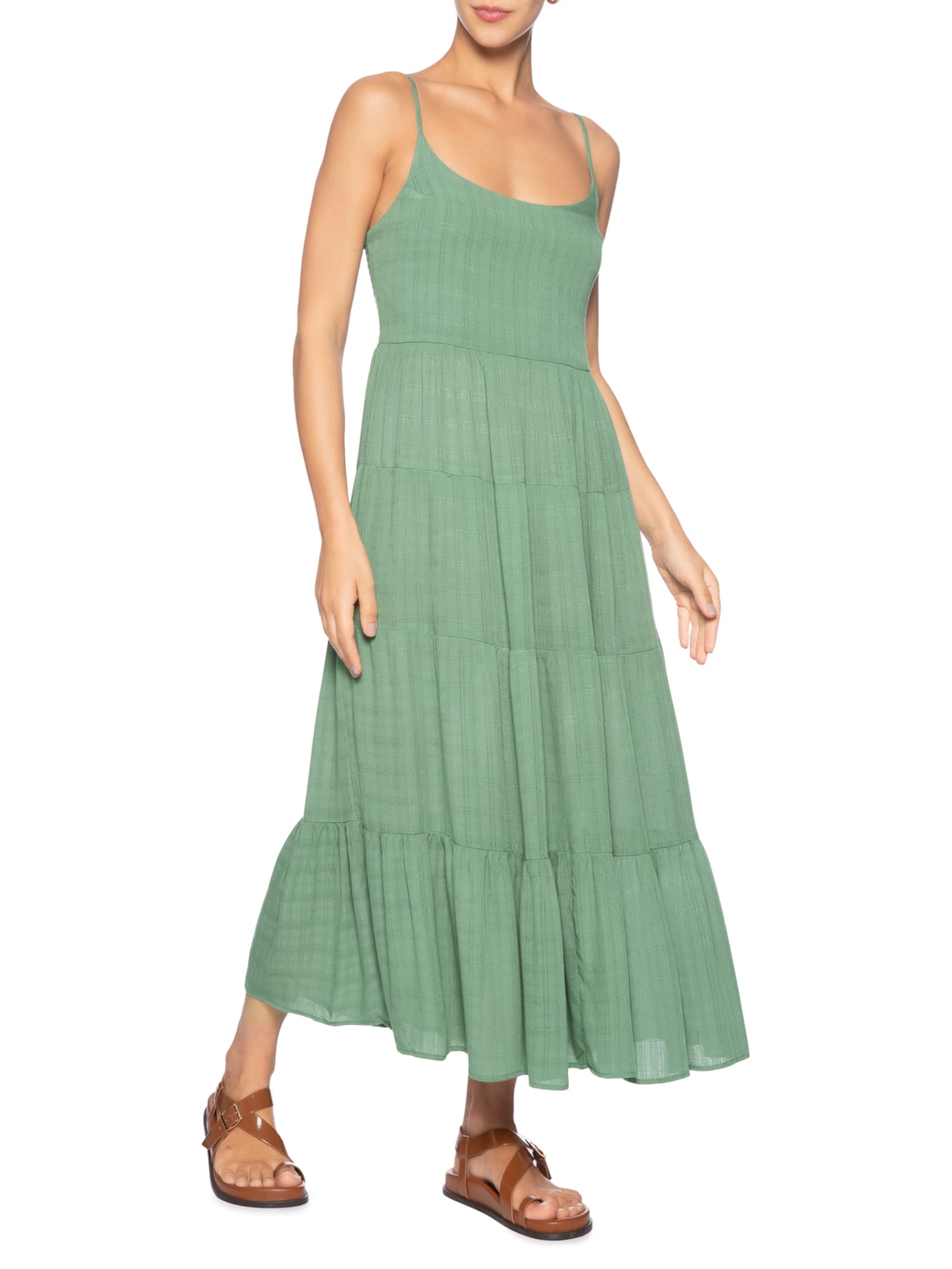 Vestido Midi Marias De Alça Verde Basiq