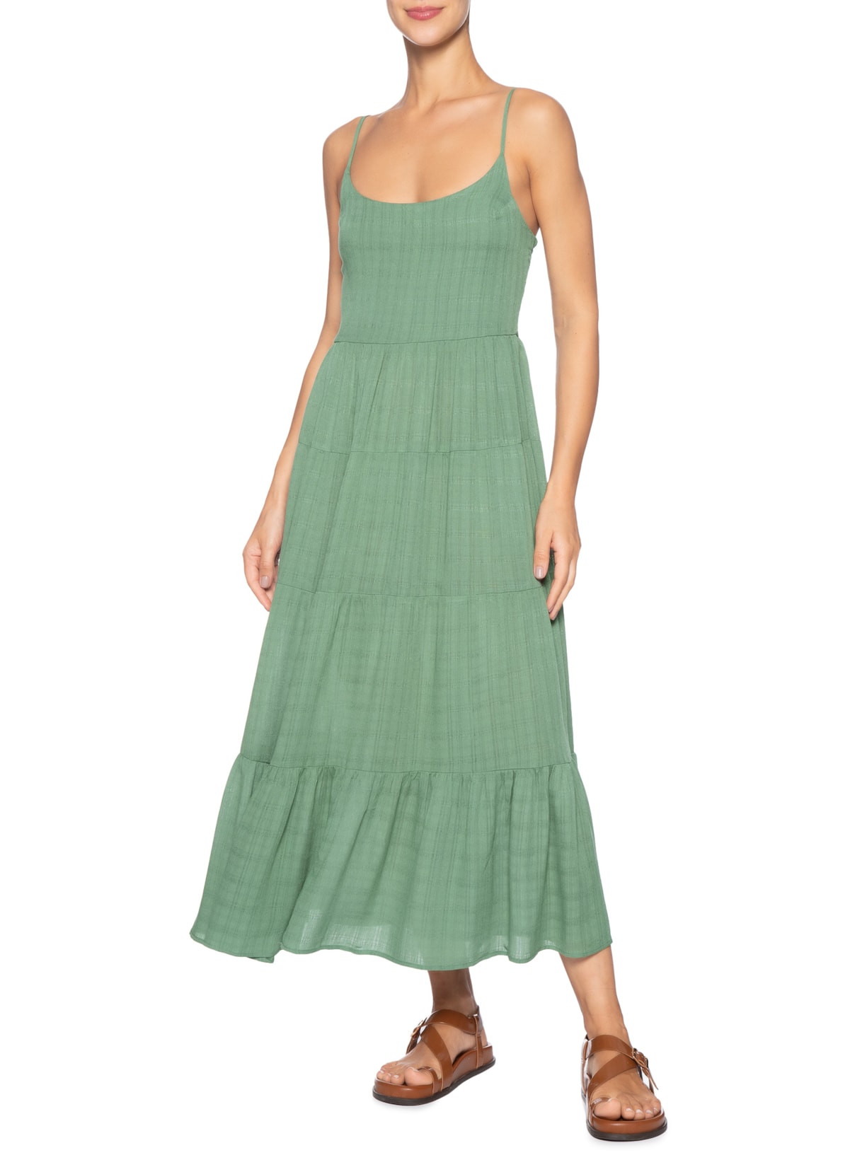 Vestido Midi Marias De Alça Verde Basiq