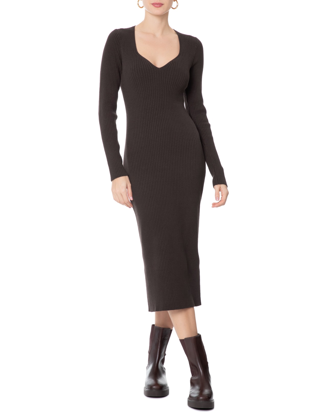 Vestido Midi Marrom Anselmi