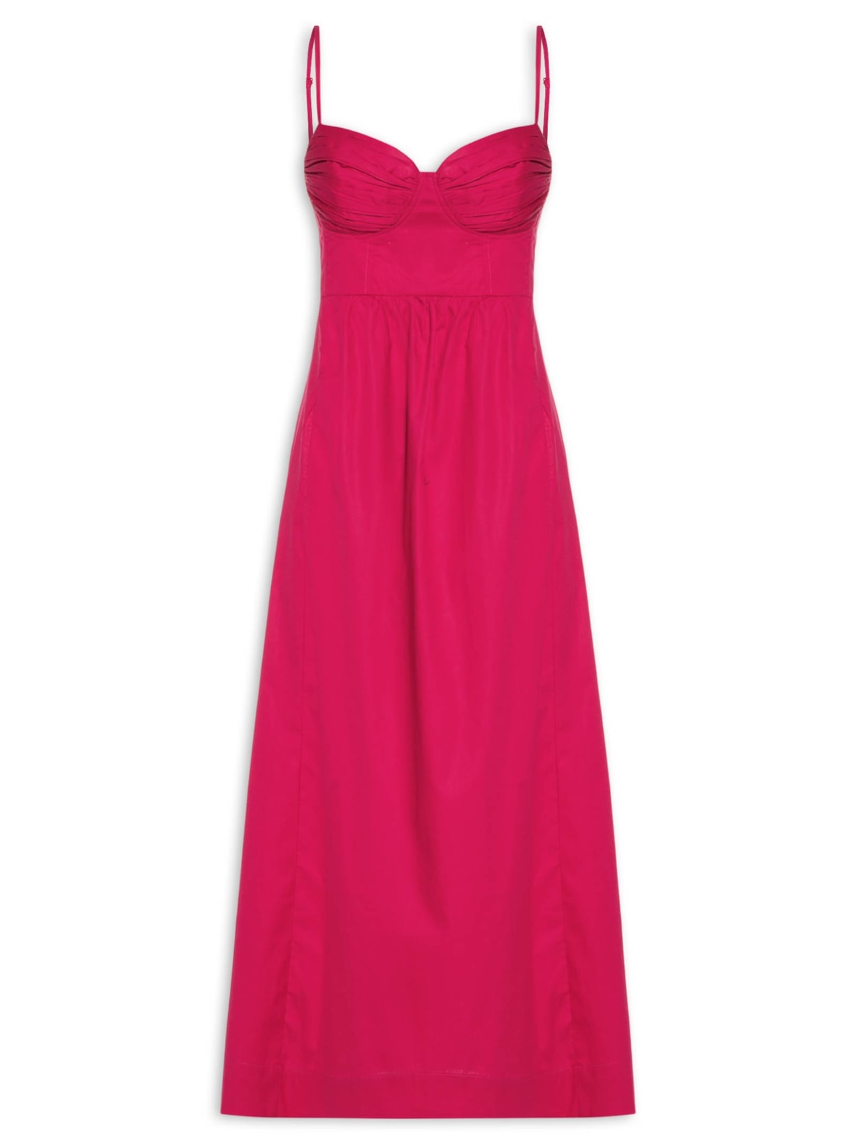 Vestido Midi Meia Taça Franzido Vermelho Animale