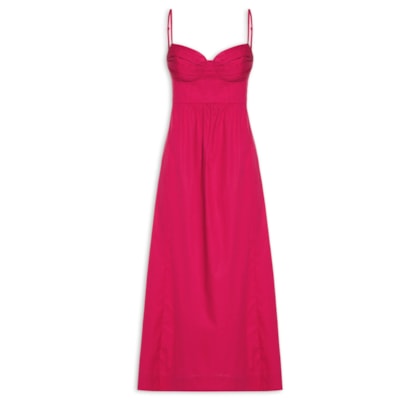 Vestido Midi Meia Taça Franzido - Vermelho
