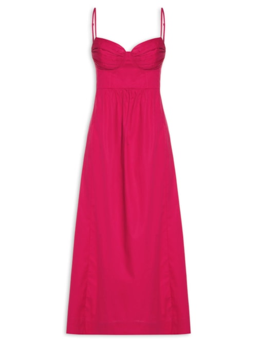 Vestido Midi Meia Taça Franzido - Vermelho