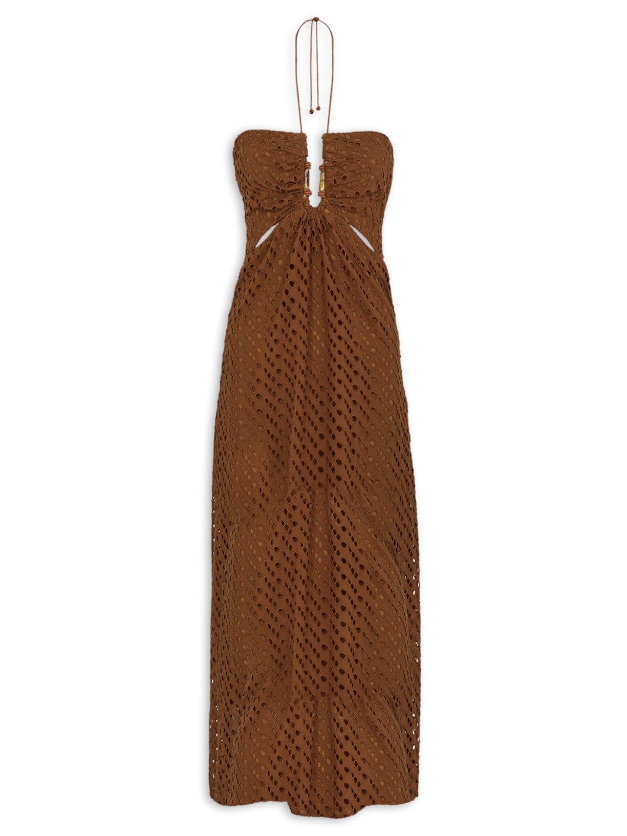 Vestido Midi Melina Det - Marrom