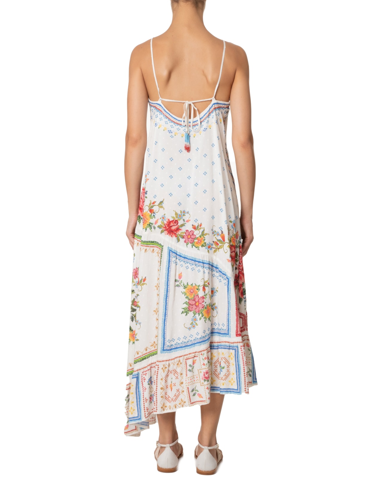 Vestido Midi Memórias De Flor Azul Farm