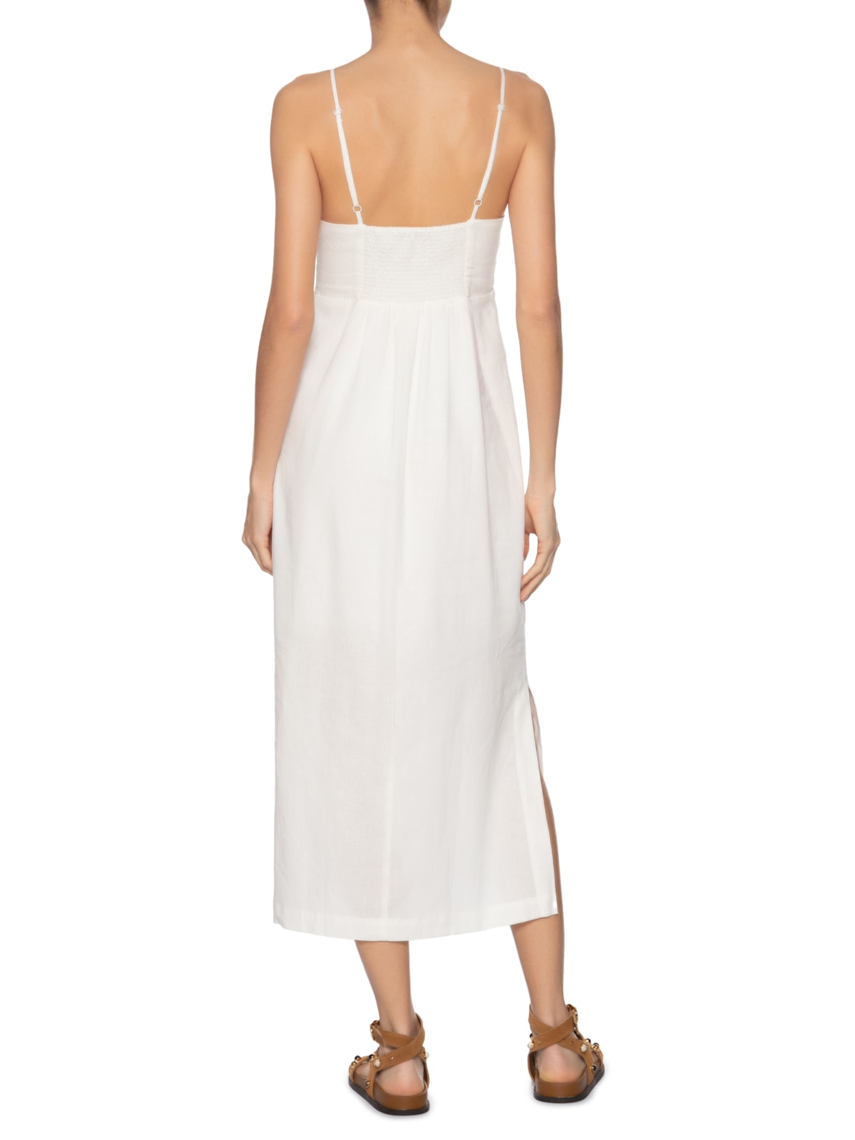 Vestido Midi Metais Decote Branco Maria Filó