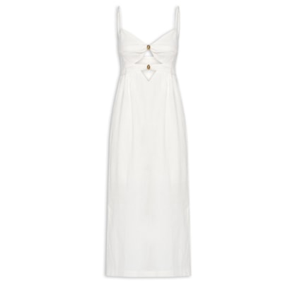 Vestido Midi Metais Decote - Branco