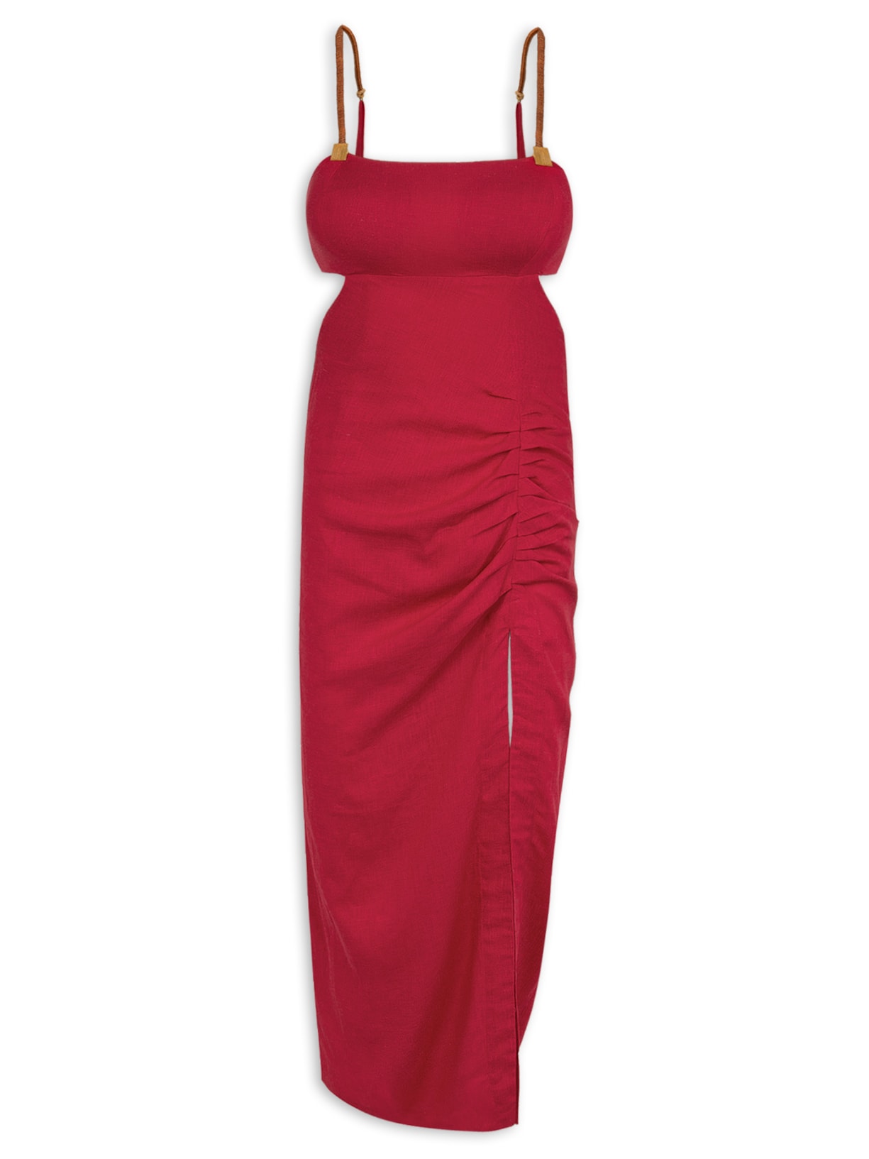 Vestido Midi Mira Detalhe - Vermelho