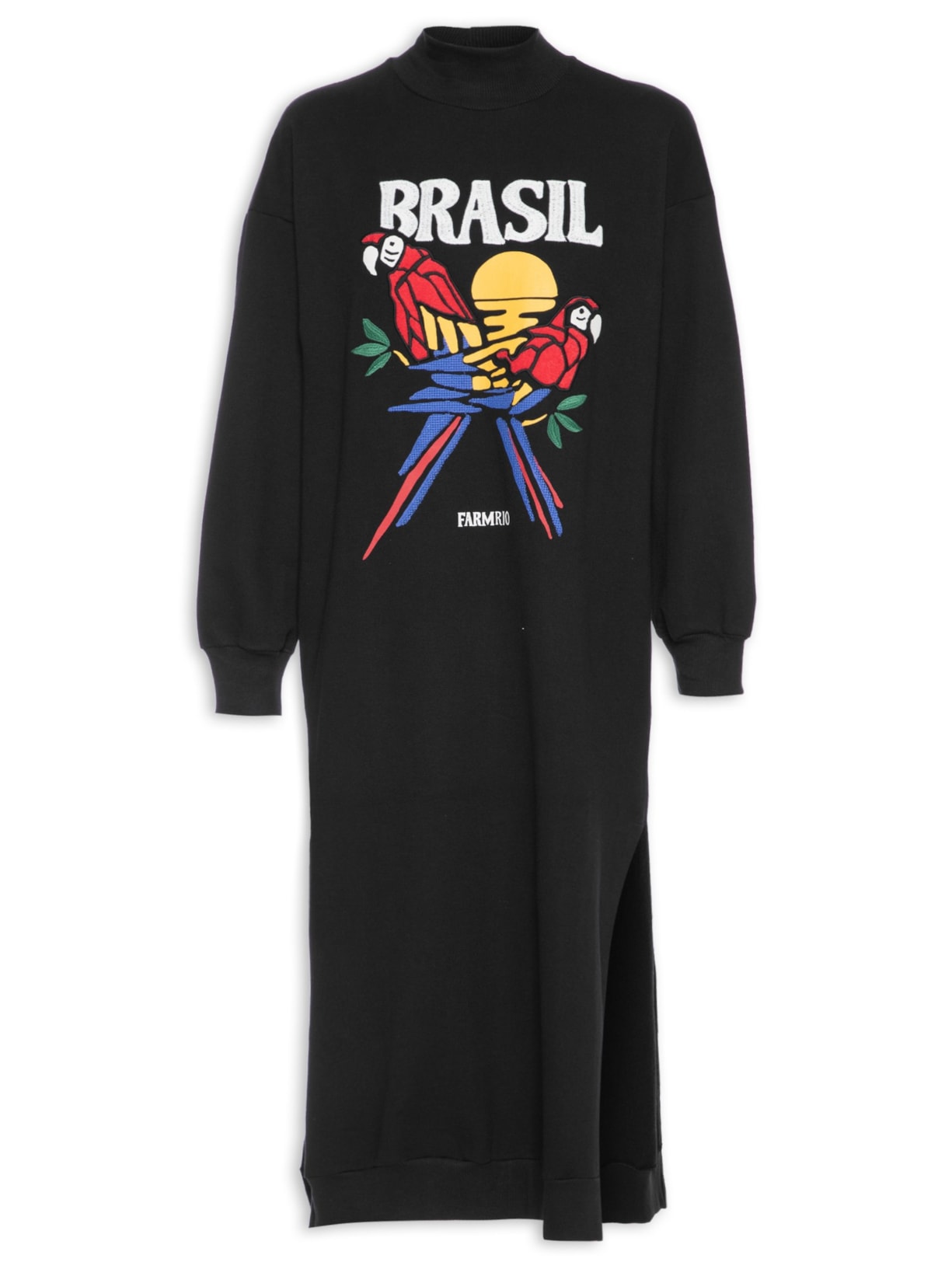 Vestido Midi Moletom Brasil - Preto