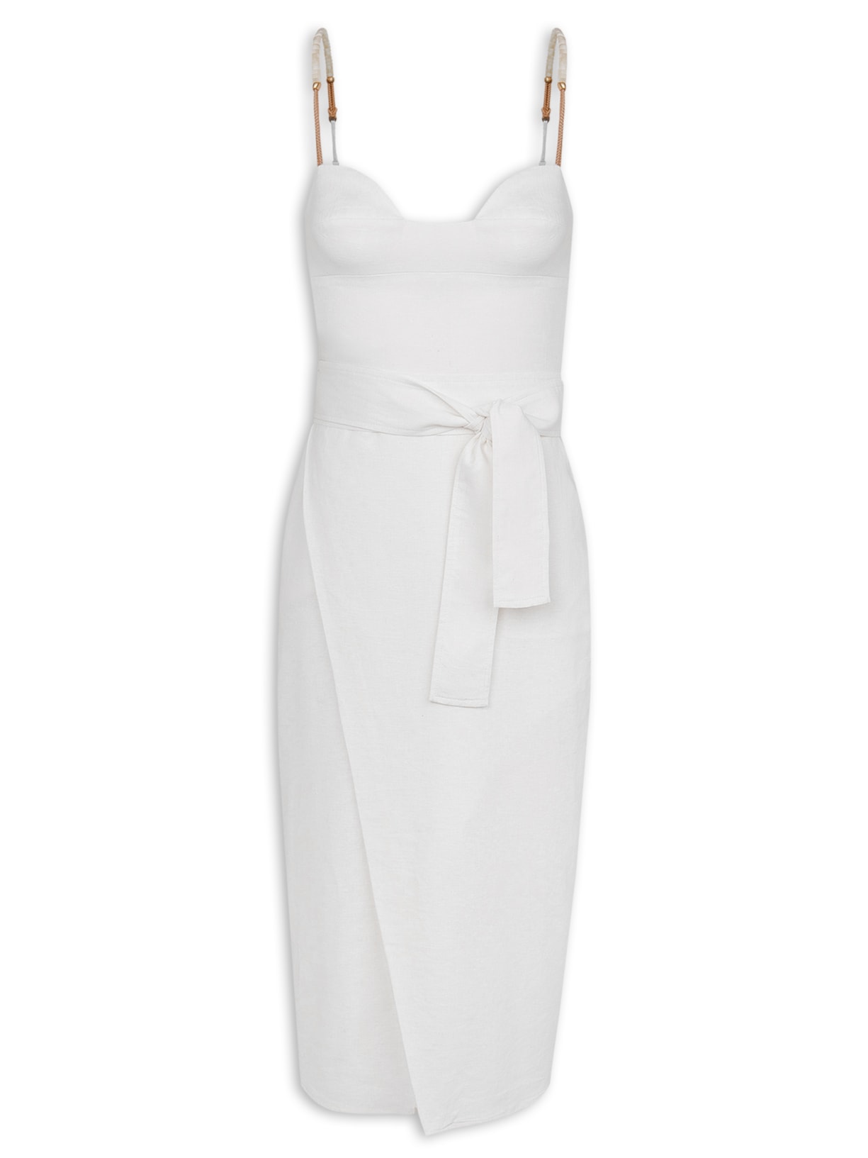 Vestido Midi Nila Detalhe - Branco