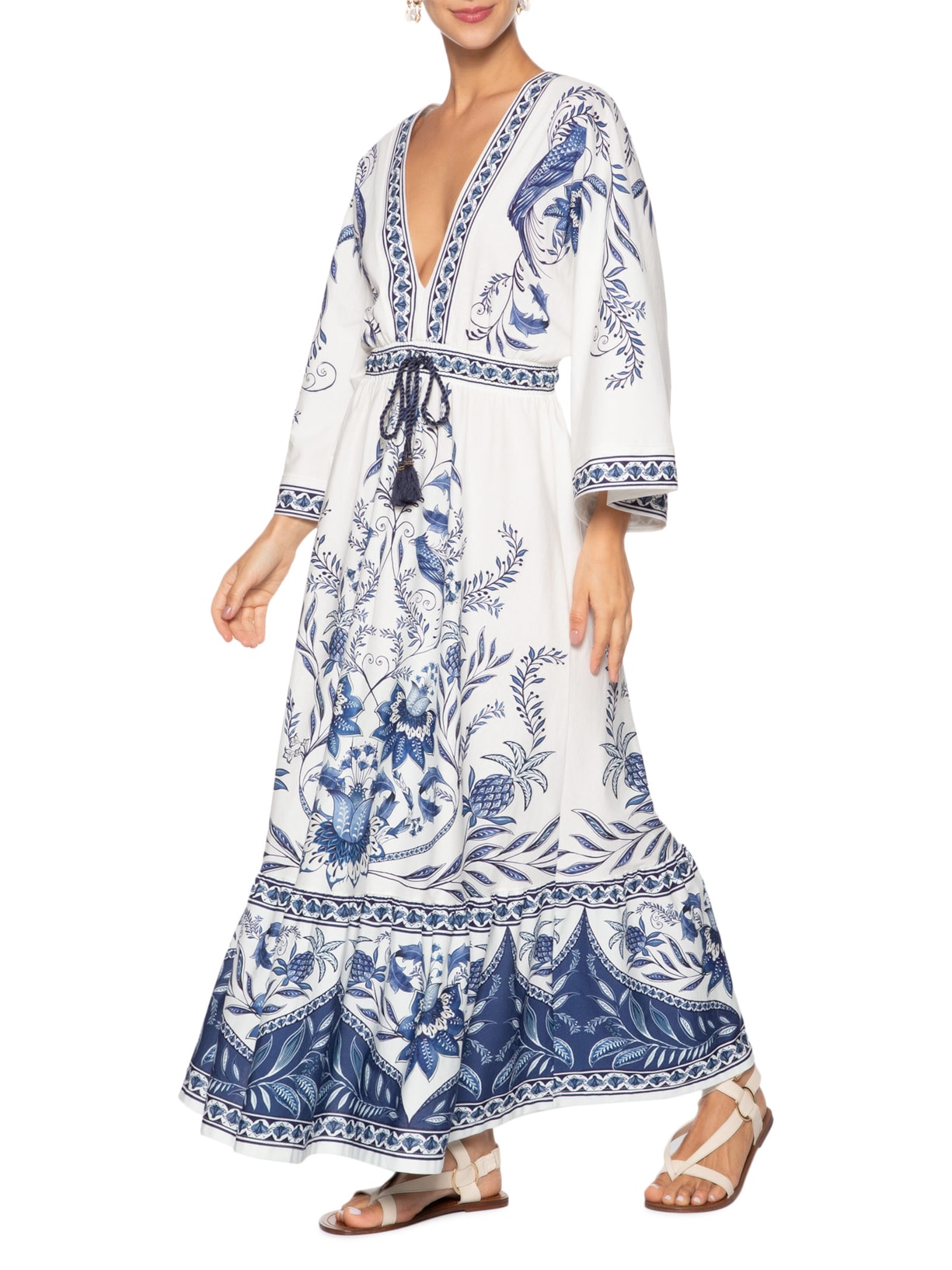 Vestido Midi Nina Branco Farm