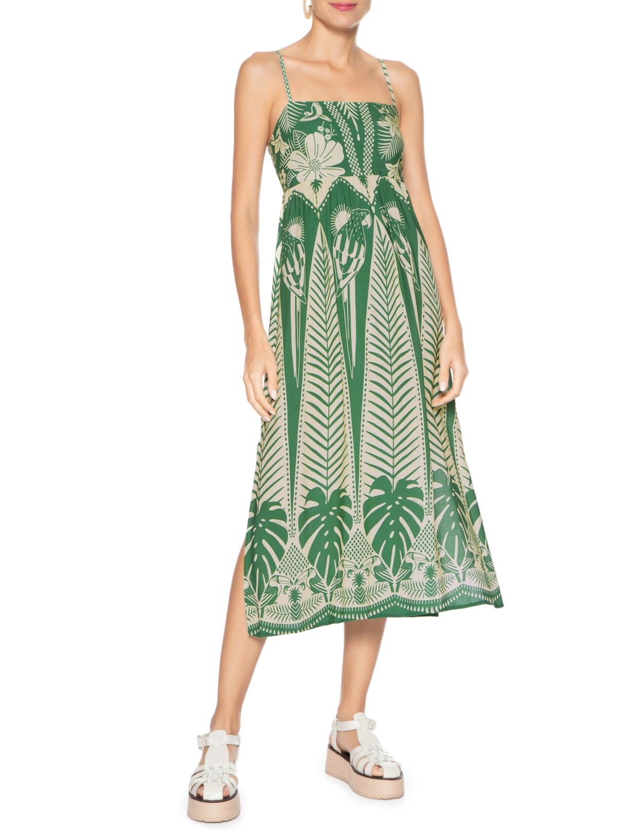 Vestido Midi Noite Das Araras Verde Farm