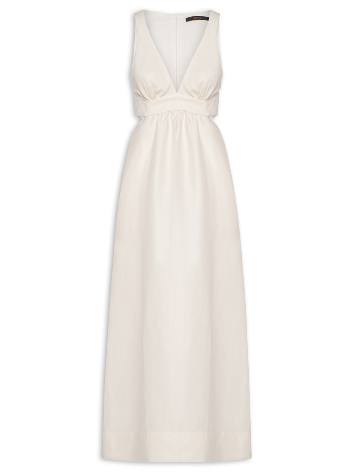 Vestido Midi Off White Recortes - Branco
