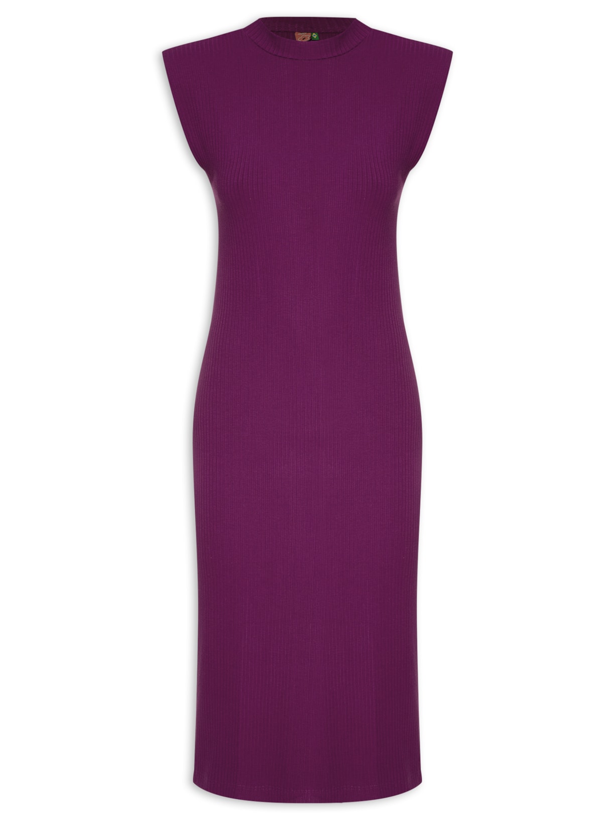 Vestido Midi Ombreira Rib - Roxo