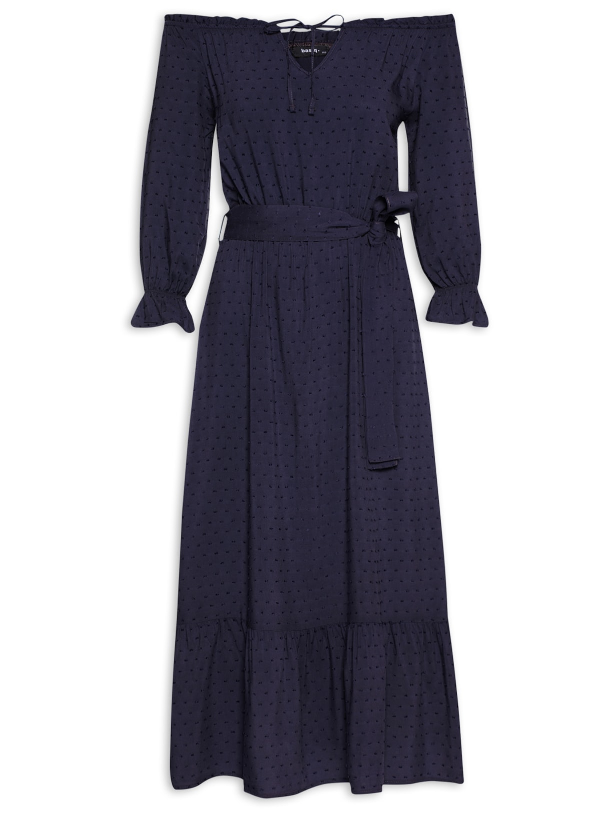 Vestido Midi Ombro a Ombro - Azul