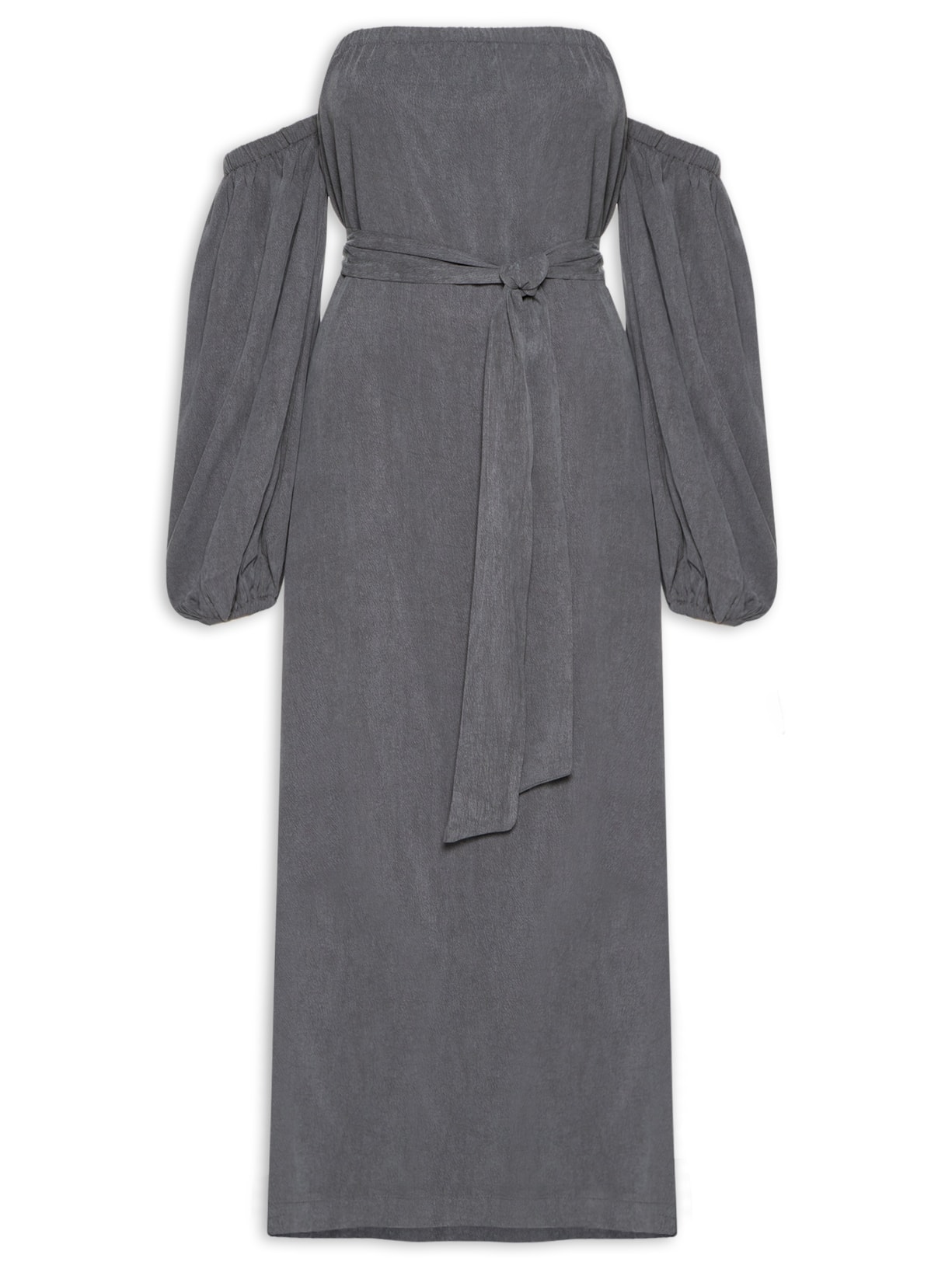 Vestido Midi Ombro A Ombro - Cinza