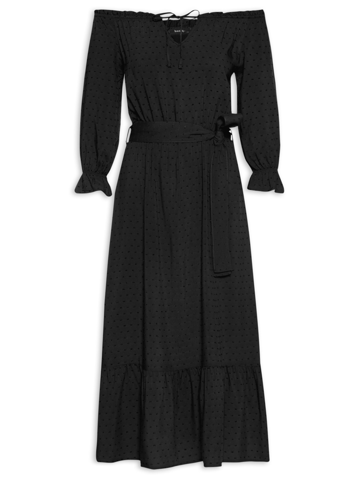 Vestido Midi Ombro a Ombro - Preto