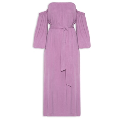 Vestido Midi Ombro A Ombro - Roxo
