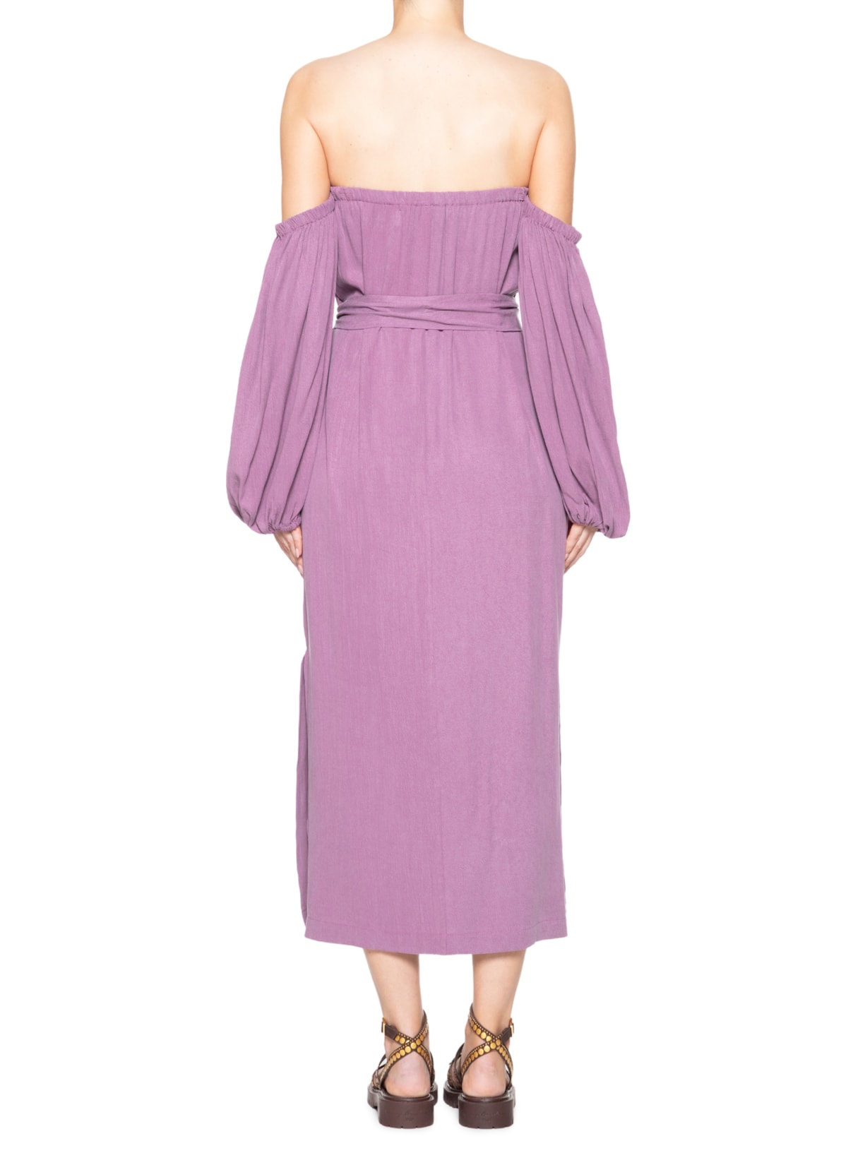 Vestido Midi Ombro A Ombro Roxo Maria Filó