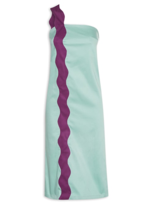 Vestido Midi Ombro So Sianinha Fendas - Azul