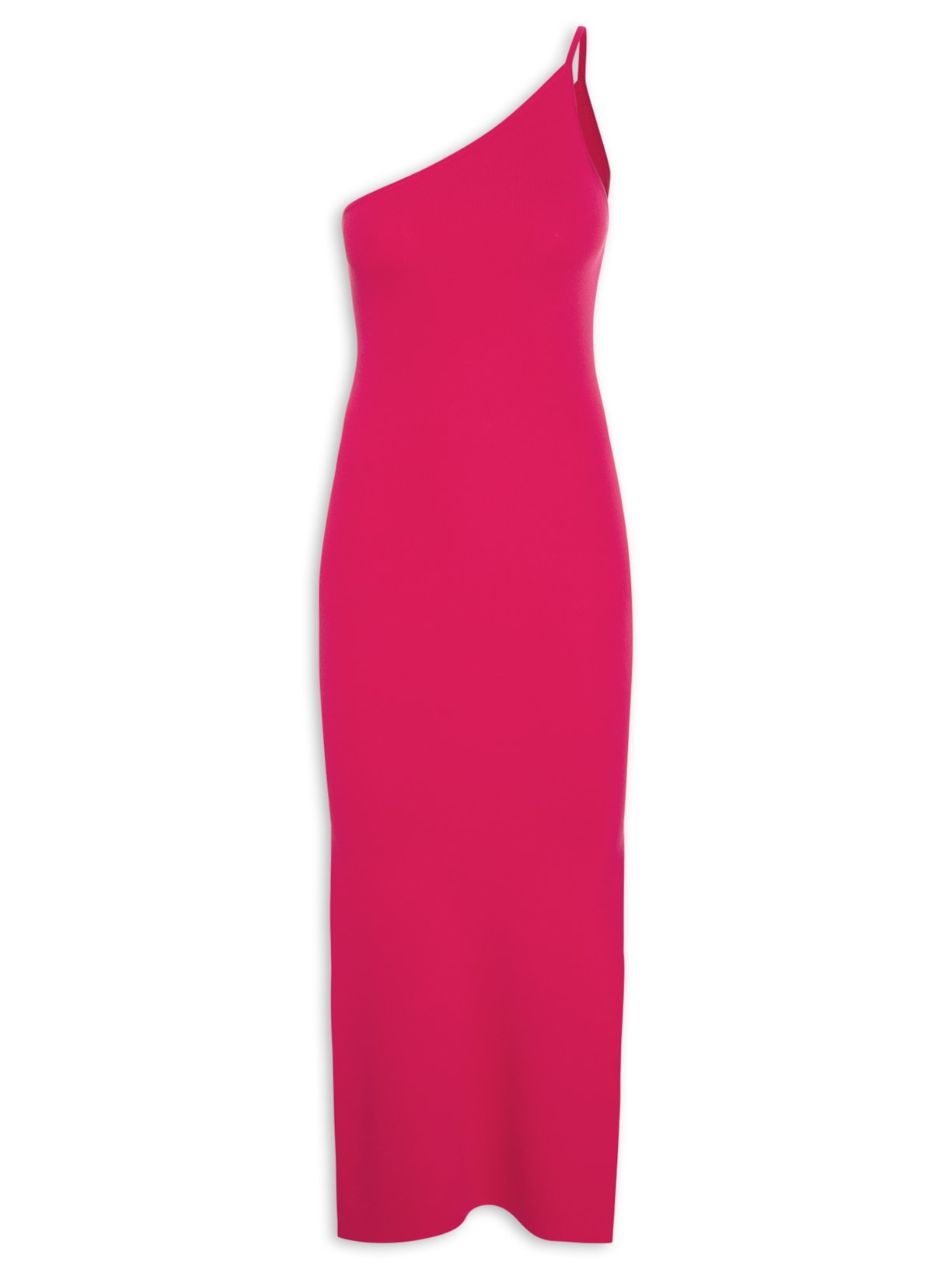 Vestido Midi Ombro único Tricot Rosa Animale
