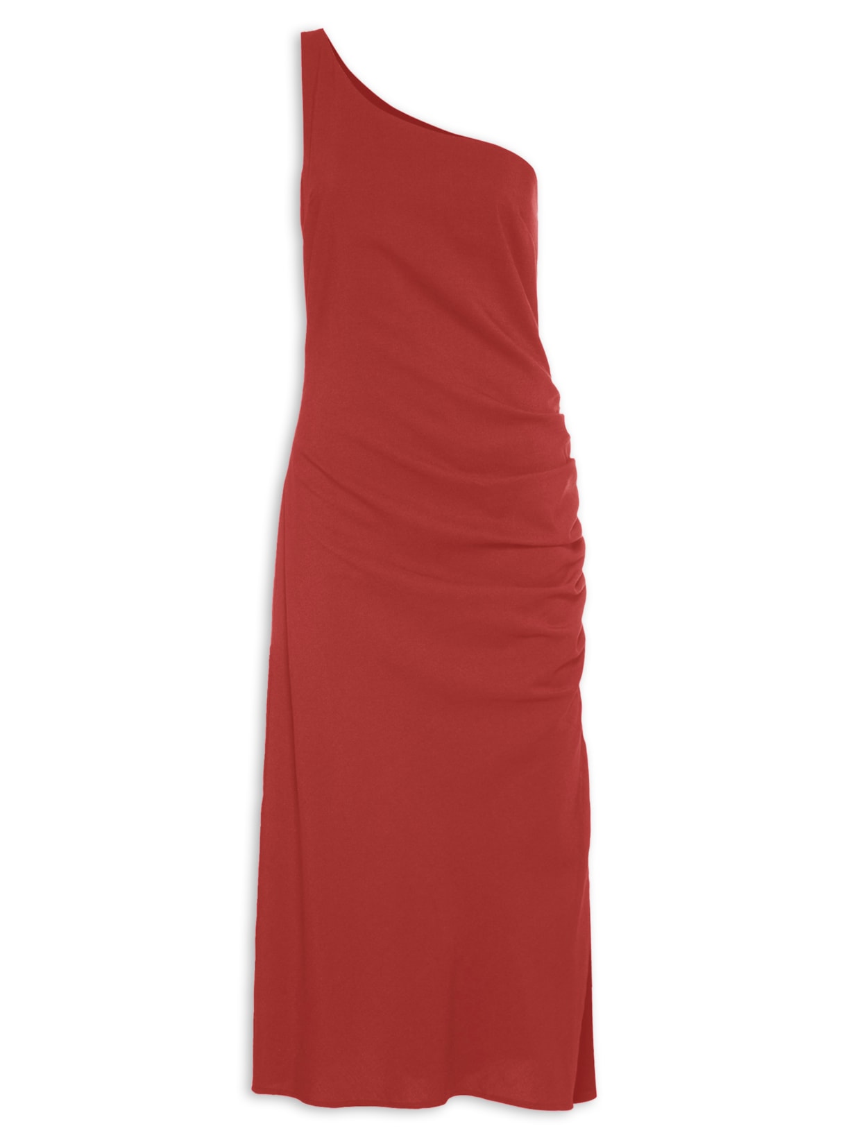 Vestido Midi Ombro único - Vermelho