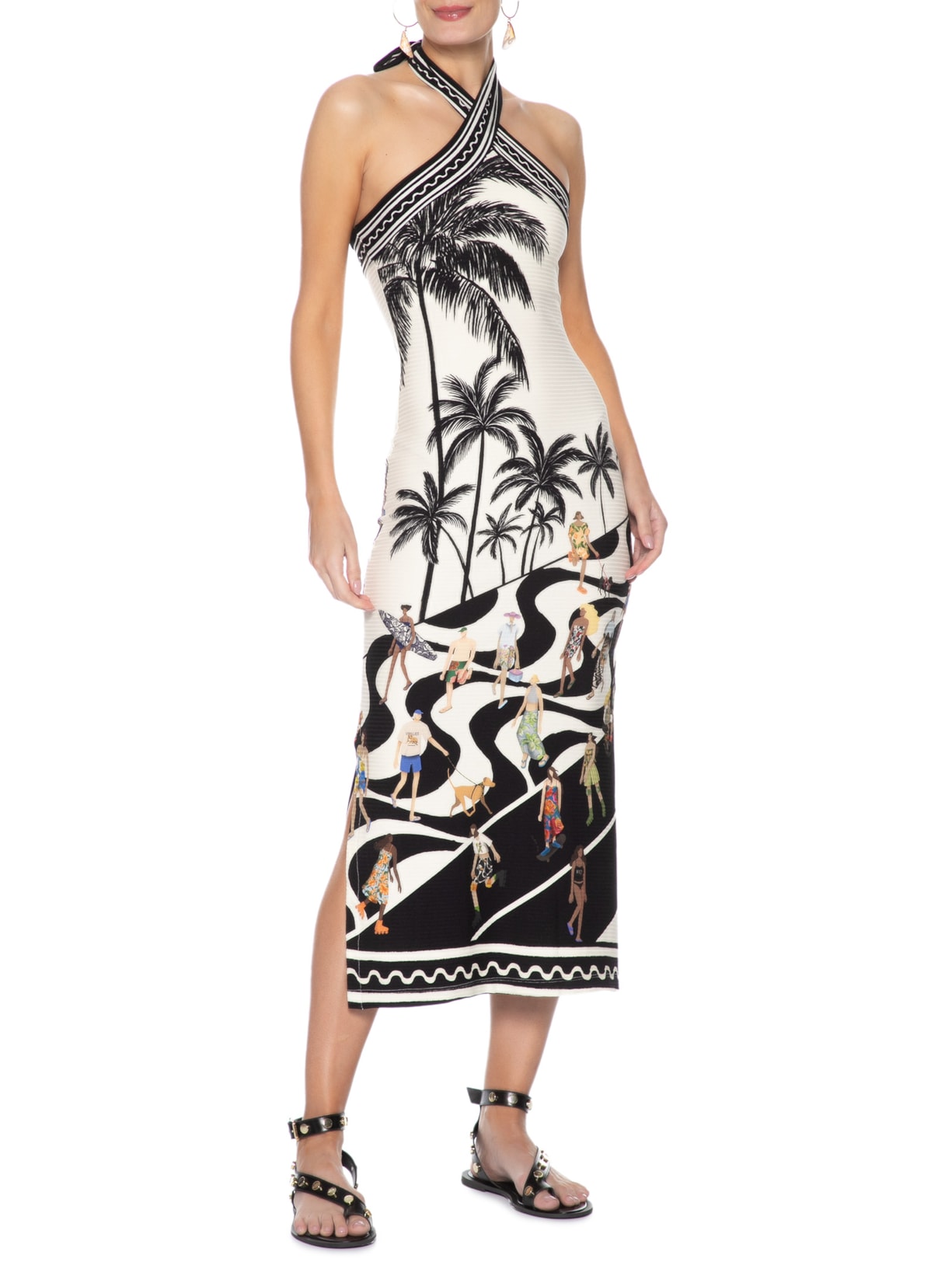 Vestido Midi Orla De Copa Preto Farm