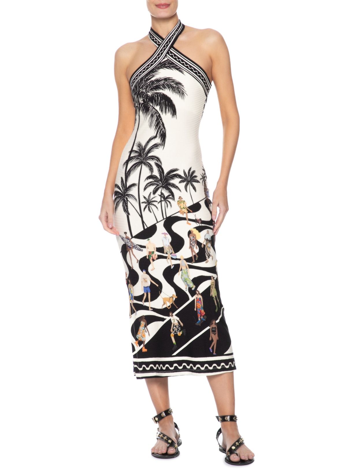 Vestido Midi Orla De Copa Preto Farm