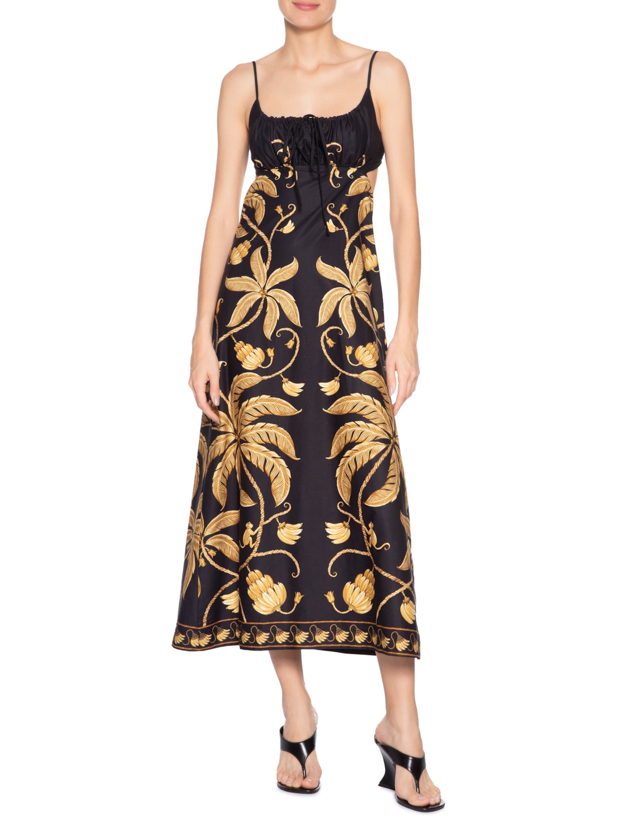 Vestido Midi Ourinho Tropical Preto Farm