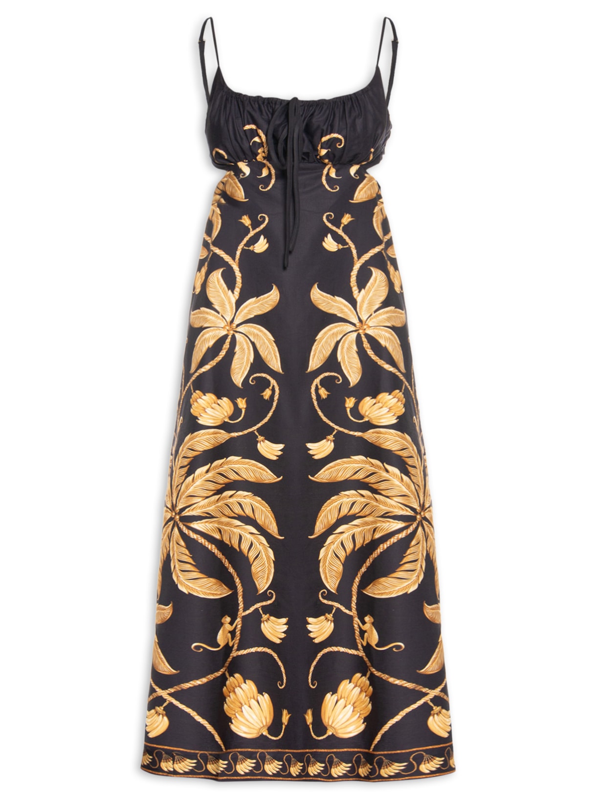 Vestido Midi Ourinho Tropical - Preto