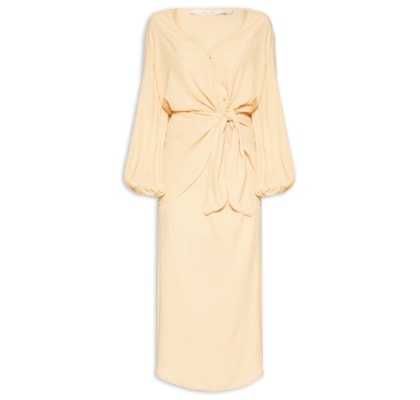 Vestido Midi Pala Faixa - Bege