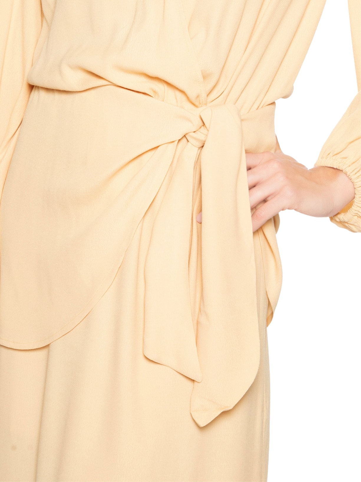 Vestido Midi Pala Faixa Bege Maria Filó
