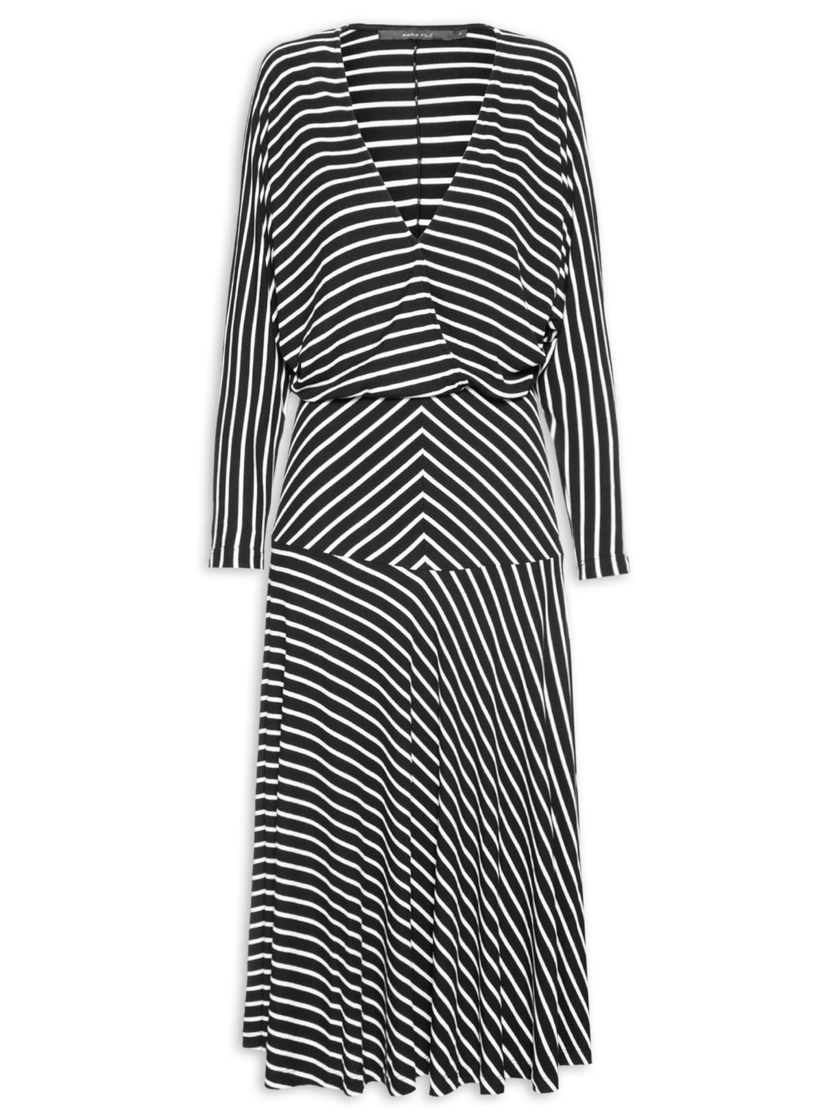 Vestido Midi Pala Listras - Preto