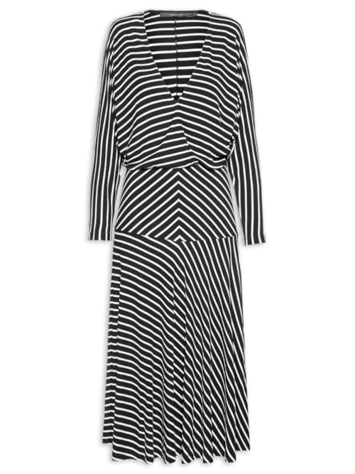 Vestido Midi Pala Listras - Preto