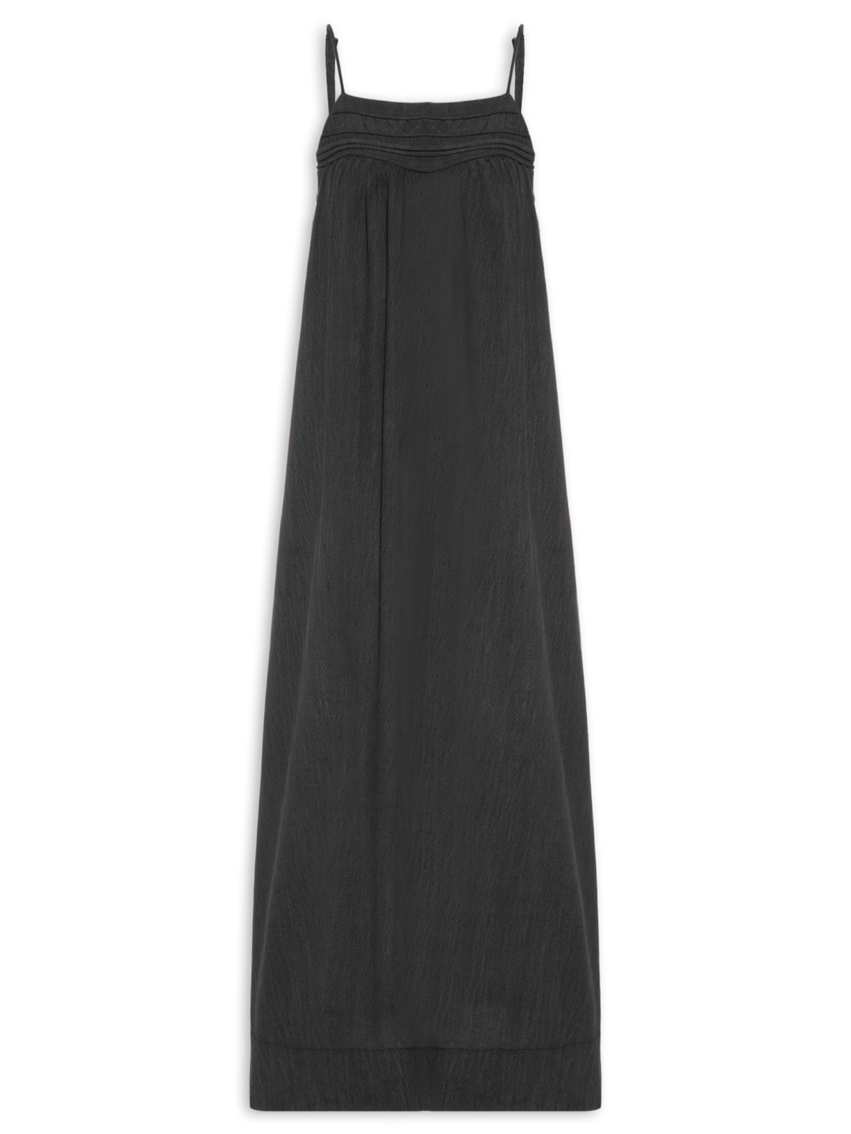 Vestido Midi Pala Pregas - Preto
