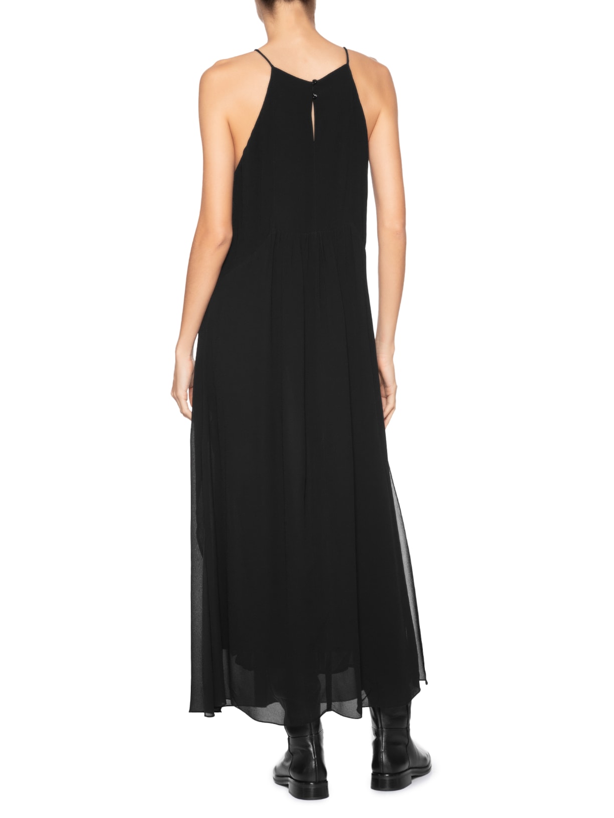 Vestido Midi Pala Renda Preto Animale