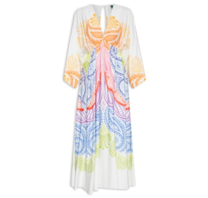 Vestido Midi Papillon Multicolorido - Azul