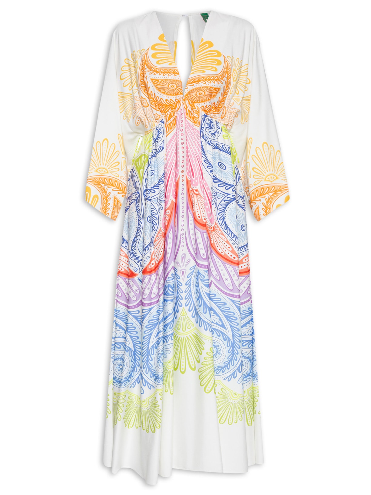 Vestido Midi Papillon Multicolorido - Azul