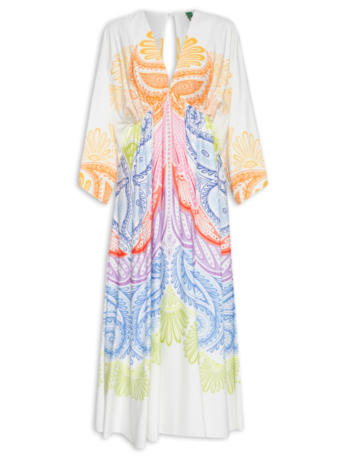 Vestido Midi Papillon Multicolorido - Azul