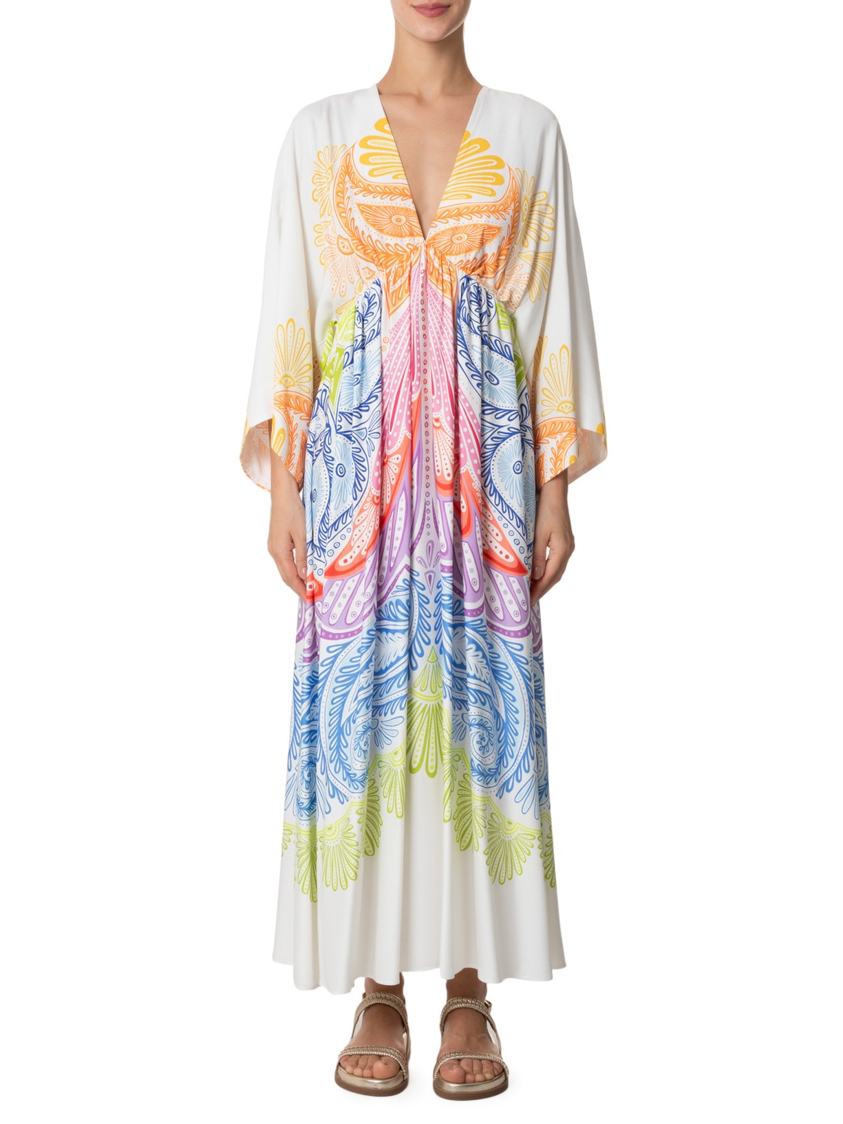 Vestido Midi Papillon Multicolorido Azul Farm