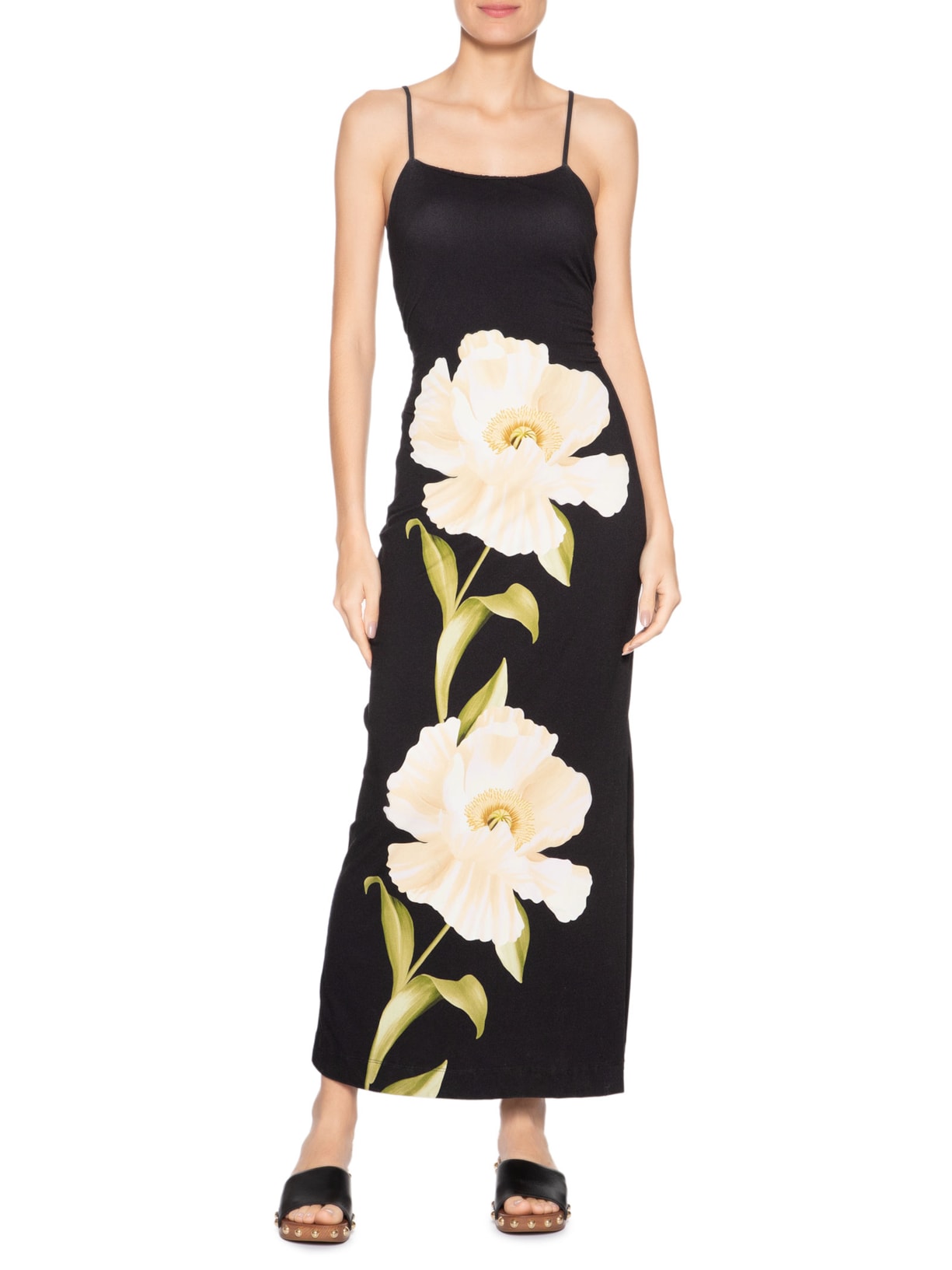 Vestido Midi Papoula Preto Farm