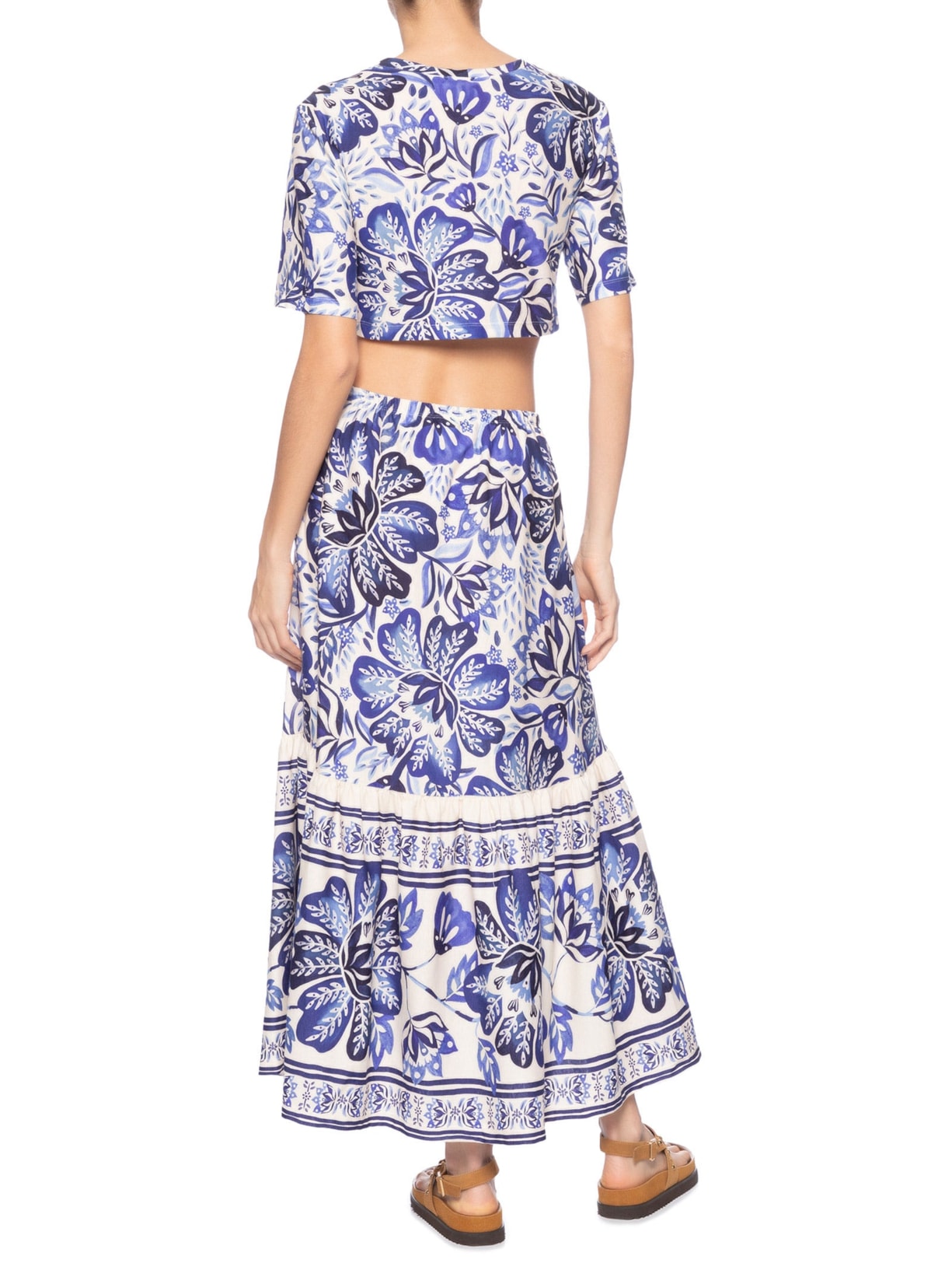 Vestido Midi Paraiso De Flor Azul Farm